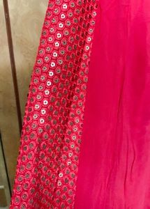 Red Colur One Shoulder Jumpsuit Dress With Sequence Work On The Sides