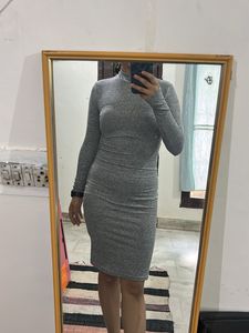 Gray Turtleneck Bodycon Dress