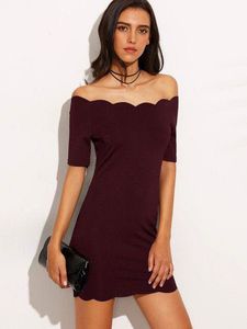 Maroon Scallop Dress