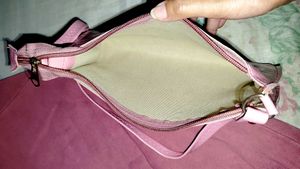 Pink Croc Embossed Baguette Bag