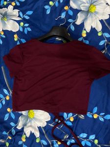 V Neck Deep Cut Wrap Crop Top