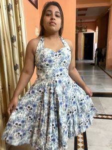 Pintrest korean Floral Fit &amp; Flare Dress with pock