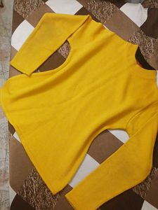 Yellow Knit Pullover Sweater