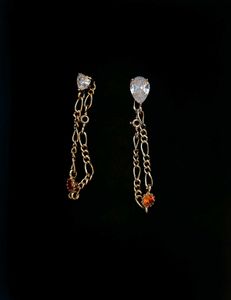 Anti-Tarnish Golden Chain Crystal Studs Earrings