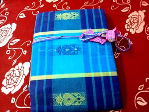 Blue cotton saree