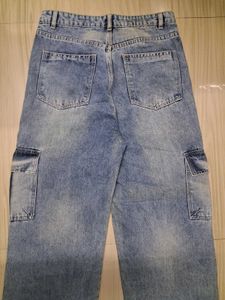 Light Wash blue denim Cargo baggy Jeans