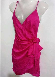HOT PINK WRAP DRESS FOR WOMEN