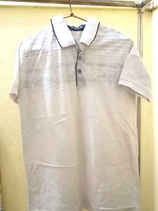 White Patterned Polo Shirt