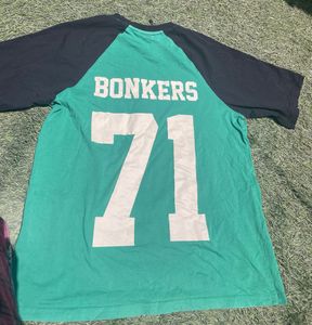 BONKERS CORNER oversized green tee SIZE-M, UNISEX