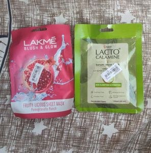 Lakme & Lacto Calamine Sheet Masks (1free gift 🎁)