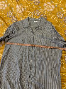 Oversized Striped Button-Down Shirt