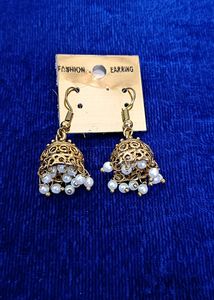 Oxidise Earring With Moti Latkan