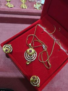 2K Gold Polish Pendant Set With Chain