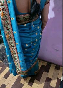 One Time Used Saree With Stiched Blouse Bust 36
