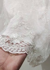 detailed White Lace Mini Dress