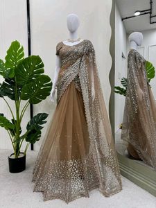 Beautiful Sequence Work Net Saree