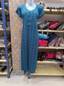 Printed Blue Maxi nighty