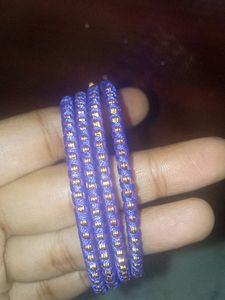 Purple Glass Bangle. Silk Thread Designed
