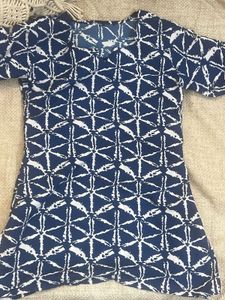 Blue & White Printed Top