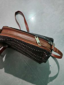 Woven jute sling bag