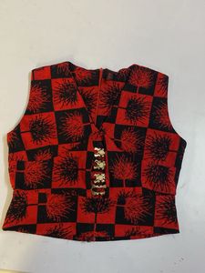 Red & Black Print Top