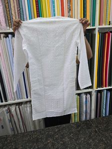 Unused Brand New White Ethnic Chickenkari Kurta