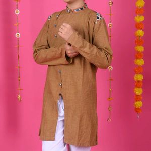 Brown Colour Cotton Short Kutra For Traditional