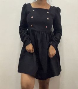 Yesstyle Korean Black Cotton Mini Dress