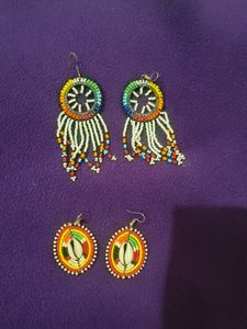 BEAD HANDMADE AFRICAN  2 Pair EARINGS