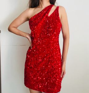 Urbanic Red Embellished Bodycon Dress