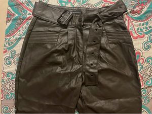 Dark Brown Leather Pants With Belt