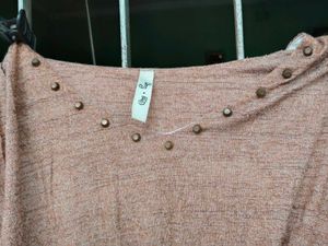 Chic Brown V-Neck Top For Women