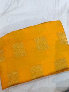 Yellow Silk Saree with Gold Detail