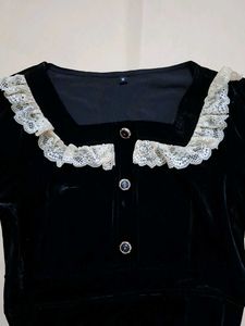Black Velvet Lace Dress