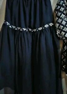 Black Embroided Kurti With Garara &amp; Dupatta Set