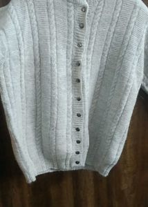 Negotiable : Gray Cable Knit Cardigan