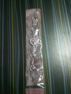 Silver Pink Heart Shaped Bracelet