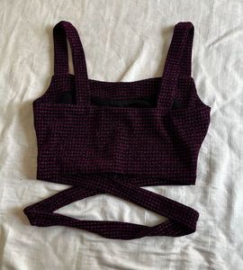 Burgundy Criss-Cross Crop Top