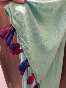 Striped Button-Accent Kurta One Sided Shoulder