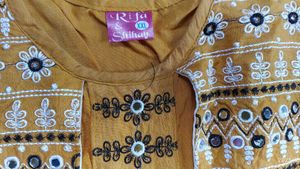 Mustard Embroidered Dress