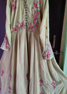BEIGE EMBROIDERED ANARKALI