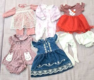 5 Pairs Baby Clothes - Dresses, Romper, & More