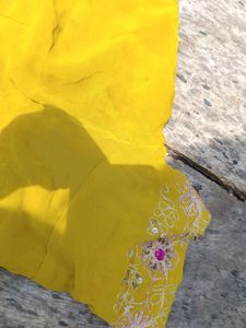 Beautiful Blouse Lemon Yellow Full Back Work