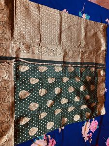 Banarasi Will Saree With zari Border Green Colour