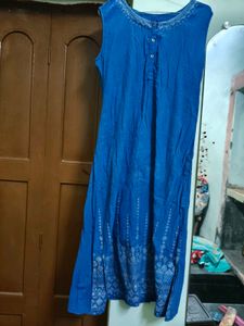 Blue Printed Kurta With Shrug