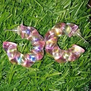 Twaynez Purple Acrylic Twist Earrings
