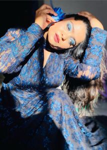 Elegant Blue Lace Gown