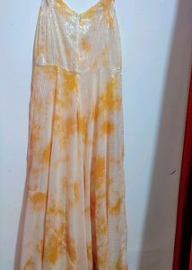 Yellow 🟡Sequience Print All Over Long Gown