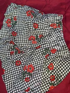 Gingham Floral Mini Skirt For Girl Newwwwww