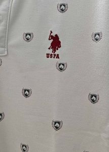 USPA White Printed Shirt